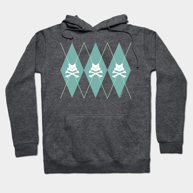 Kitty X-Bones Argyle Seafoam Hoodie by jrotem